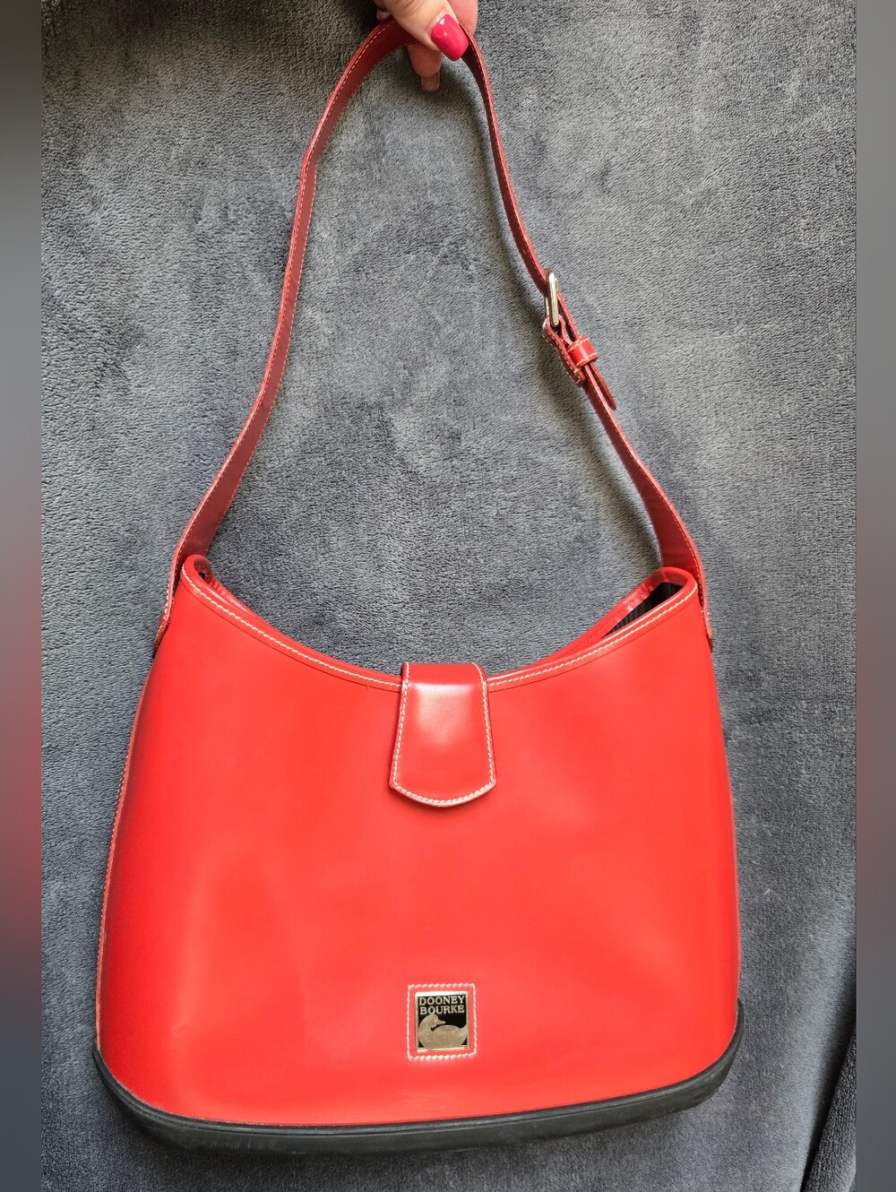 Vintage Dooney & Bourke Par & Sole Red Leather Shoulder Bag Made USA